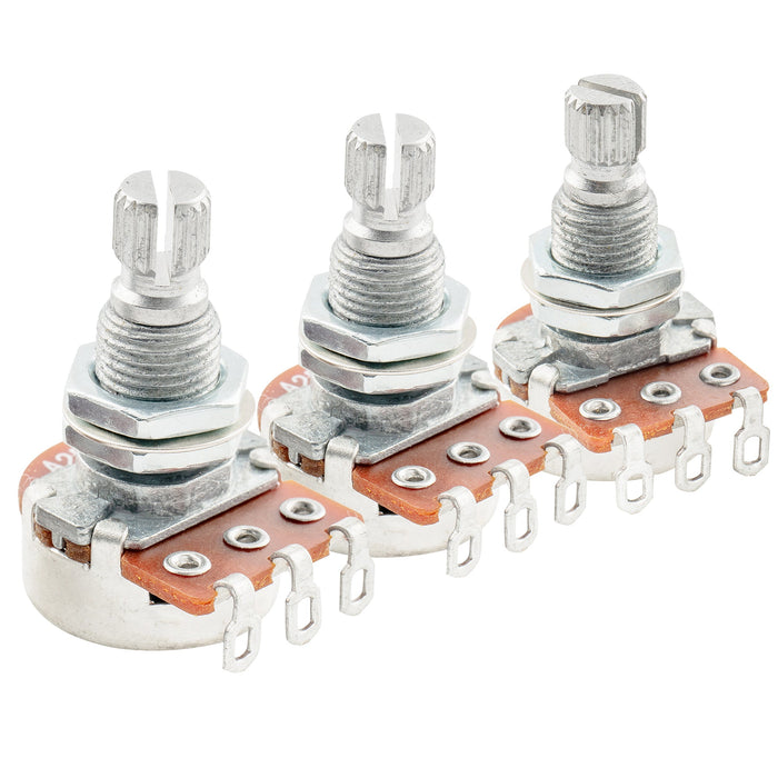 Alpha A250Kx2+B250K Mini Pots Metric Split Standard Shaft 9.5mm Audio Linear Taper Potentiometers for ST Tele PB JB Style Electric Guitar Bass (Set of 2A1B)