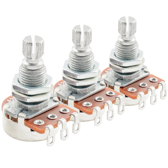 Alpha A250K Mini Pots Metric Split Standard Shaft 9.5mm Audio Taper Potentiometers for ST Tele PB JB Style Electric Guitar Bass (Set of 3)