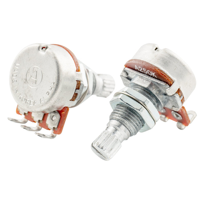 Part of alpha 250k mini metric coarse 18 spline split shaft pots audio linear taper potentiometers for electric guitar bass mx1940 4