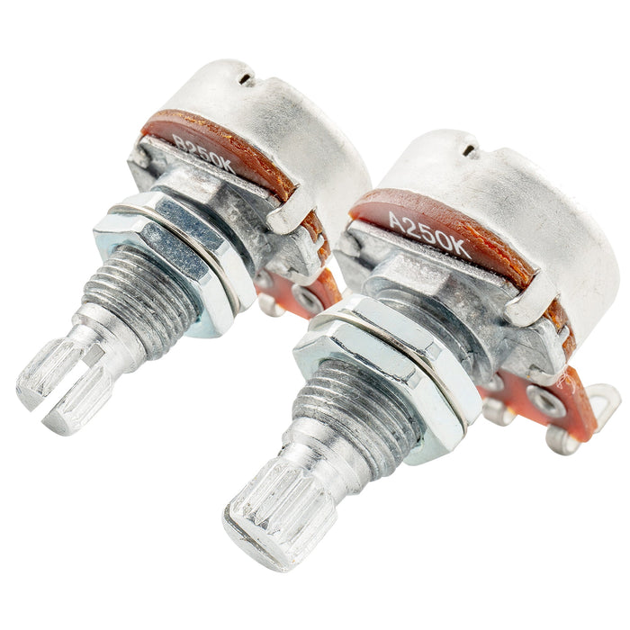 Alpha A250K+B250K Mini Pots Metric Split Standard Shaft 9.5mm Audio Linear Taper Potentiometers for ST Tele PB JB Style Electric Guitar Bass (Set of 1A1B)