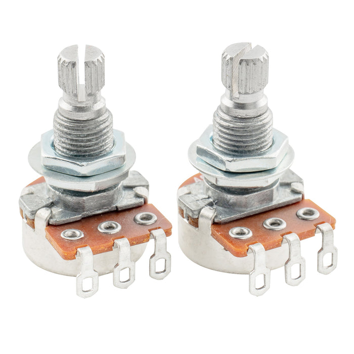 detail of alpha 500k mini metric coarse 18 spline split shaft pots audio linear taper potentiometers for electric guitar bass mx1942 4