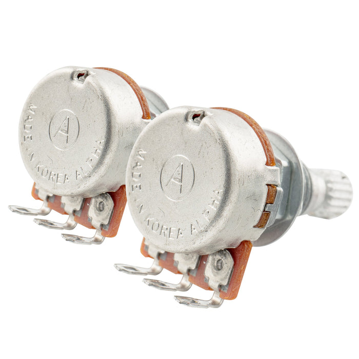 Alpha A500K+B500K Mini Pots Metric Split Standard Shaft 9.5mm Audio Linear Taper Potentiometers for ST Tele PB JB Style Electric Guitar Bass (Set of 1A1B)