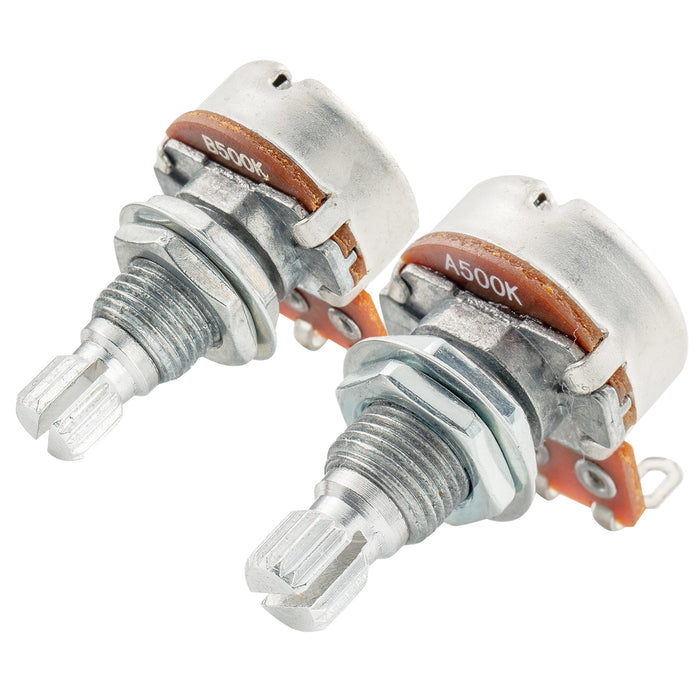 Alpha A500K+B500K Mini Pots Metric Split Standard Shaft 9.5mm Audio Linear Taper Potentiometers for ST Tele PB JB Style Electric Guitar Bass (Set of 1A1B)