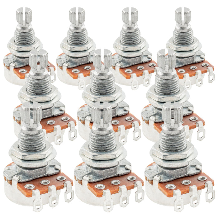 Alpha A500K Mini Pots Metric Split Standard Shaft 9.5mm Audio Taper Potentiometers for Electric Guitar Bass (Set of 10)