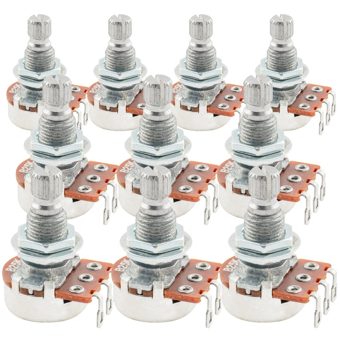 Alpha A25K Mini Pots Metric Split Standard Shaft 9.5mm Audio Taper Potentiometers for Active Pickups Electric Guitar Bass (Set of 10)