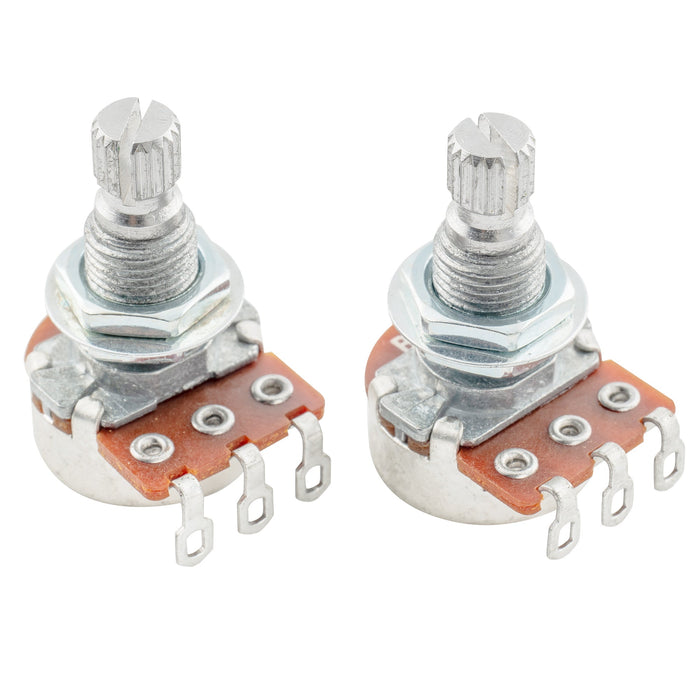 alpha 25k mini metric coarse 18 spline split shaft pots audio linear taper potentiometers for electric guitar bass mx1944 2, 2 pcs