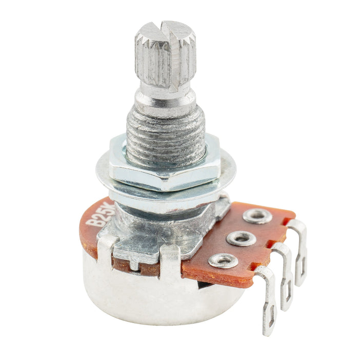 Alpha B25K Mini Pot Metric Split Standard Shaft 9.5mm Linear Taper Potentiometer for Active Pickups Electric Guitar Bass