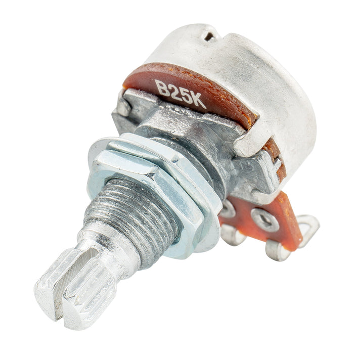 Alpha B25K Mini Pot Metric Split Standard Shaft 9.5mm Linear Taper Potentiometer for Active Pickups Electric Guitar Bass
