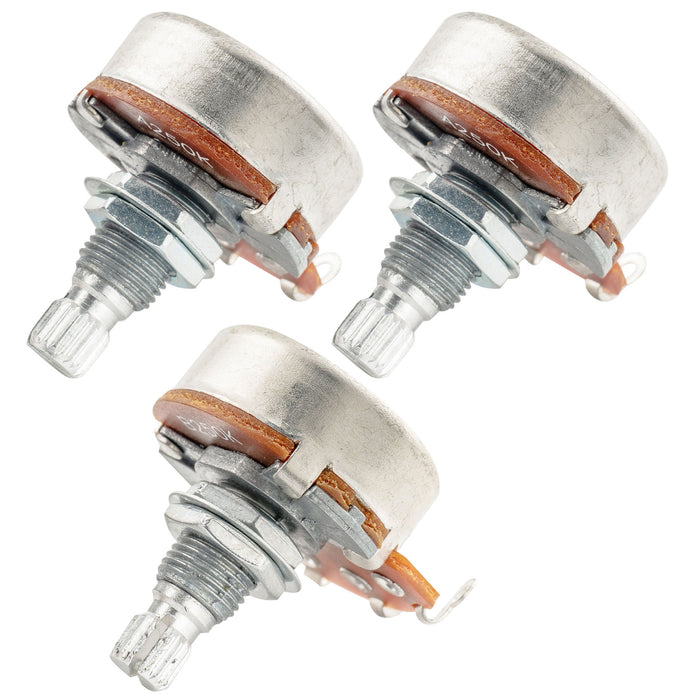 Alpha A250Kx2+B250K Pots Metric Split Standard Shaft 9.5mm Audio Linear Taper Potentiometers for ST Tele PB JB Style Electric Guitar Bass (Set of 2A1B)