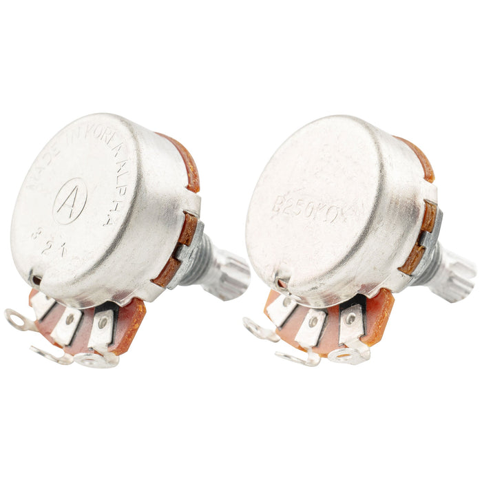 Alpha A250K+B250K Pots Metric Split Standard Shaft 9.5mm Audio Linear Taper Potentiometers for ST Tele PB JB Style Electric Guitar Bass (Set of 1A1B)