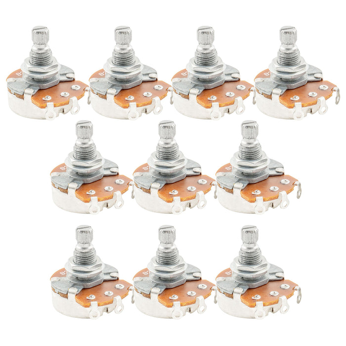 Alpha B250K Pots Metric Split Standard Shaft 9.5mm Linear Taper Potentiometers for Electric Guitar Bass (Set of 10)