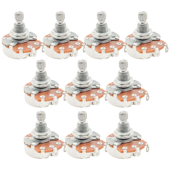 Alpha A500K Pots Metric Split Standard Shaft 9.5mm Audio Taper Potentiometers for Electric Guitar Bass (Set of 10)