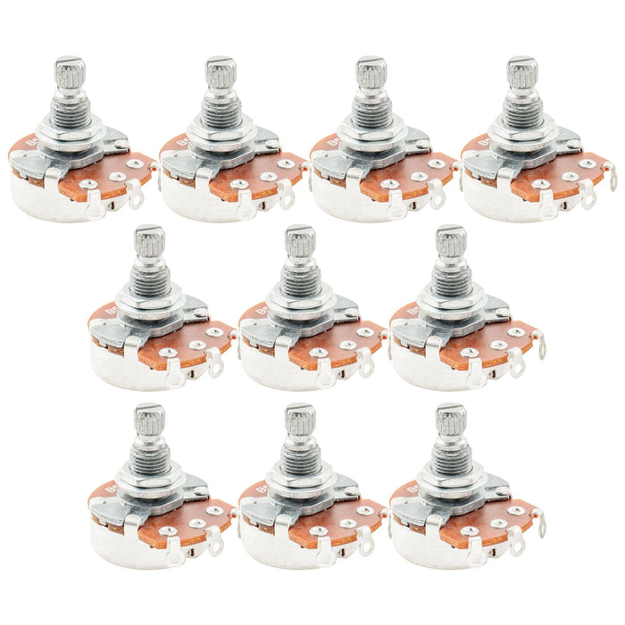 Alpha A500K Pots Metric Split Standard Shaft 9.5mm Audio Taper Potentiometers for Electric Guitar Bass (Set of 10)