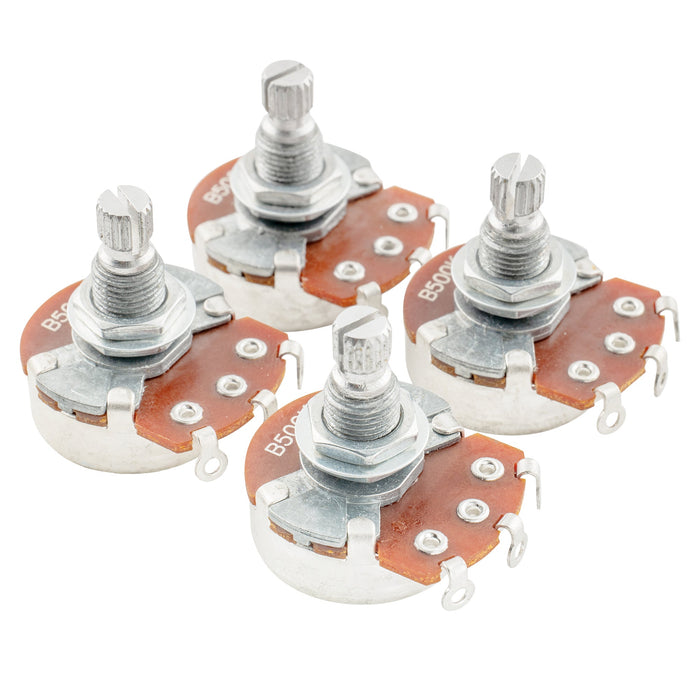 alpha 500k metric coarse 18 spline split shaft pots audio linear taper potentiometers for electric guitar bass mx1949 4, 4 pcs