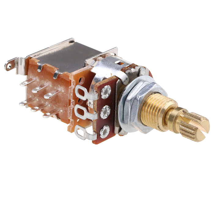 detail of musiclily pro 250k full brass metric coarse 18 spline split shaft pots push push audio linear taper potentiometers for electric guitar bass mx1953 2