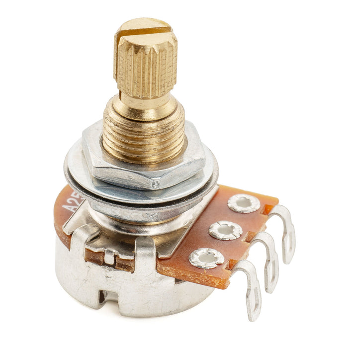 Musiclily Pro A25K Mini Pot Brass Metric Split Standard Shaft 9.5mm Audio Taper Potentiometer for Active Pickups Electric Guitar Bass