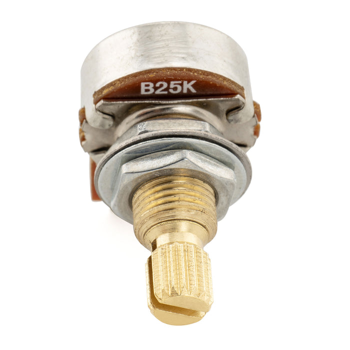 Musiclily Pro A25K ミニポット 真鍮 ミリ規格 スタンダードスプリットシャフト 9.5mm オーディオテーパーポテンショメータ エレキギターとベースのアクティブピックアップ用(2個セット)