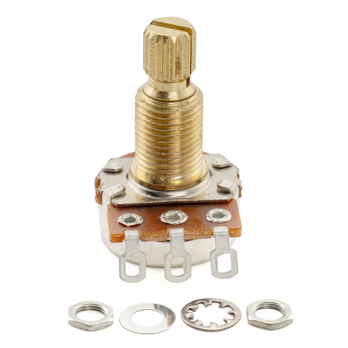 Musiclily Pro A25K ミニポット 真鍮 ミリ規格 スタンダードスプリットシャフト 9.5mm オーディオテーパーポテンショメータ エレキギターとベースのアクティブピックアップ用(2個セット)