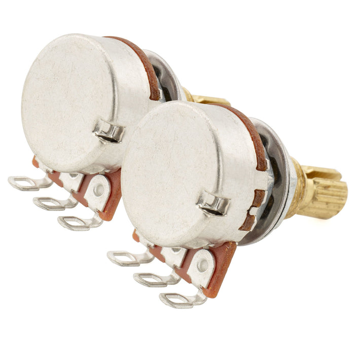 Musiclily Pro A1M+B1M Mini Pots Brass Metric Split Standard Shaft 9.5mm Audio Linear Taper Potentiometers for Jazzmaster Style Electric Guitar Bass (Set of 1A1B)