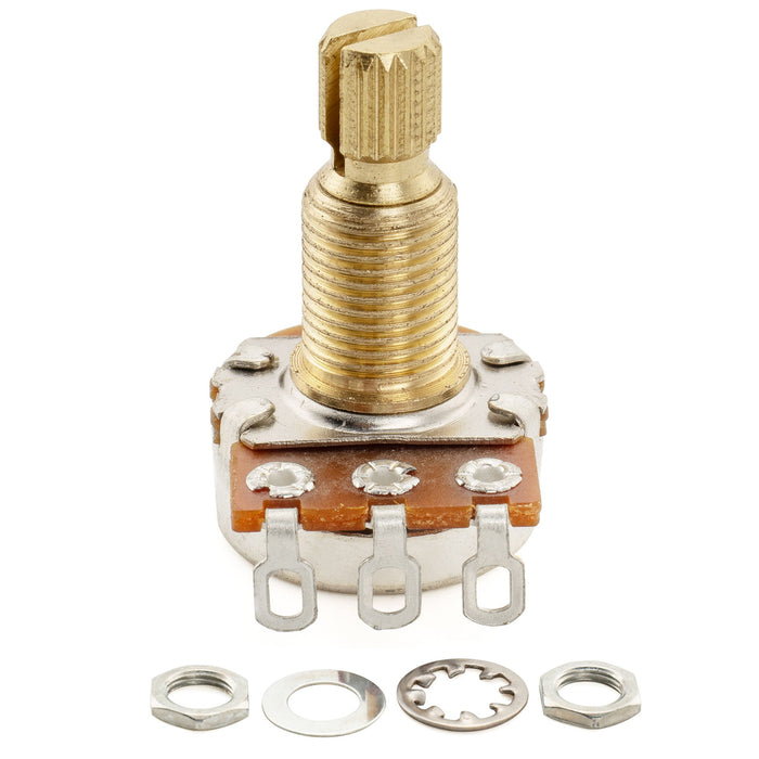 Musiclily Pro A1M+B1M Mini Pots Brass Metric Split Standard Shaft 9.5mm Audio Linear Taper Potentiometers for Jazzmaster Style Electric Guitar Bass (Set of 1A1B)