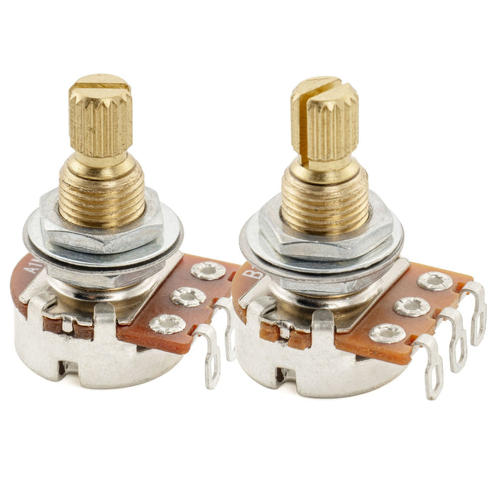 Musiclily Pro A1M+B1M Mini Pots Brass Metric Split Standard Shaft 9.5mm Audio Linear Taper Potentiometers for Jazzmaster Style Electric Guitar Bass (Set of 1A1B)