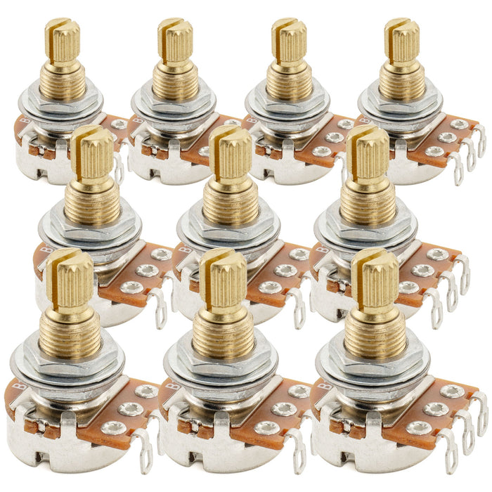Musiclily Pro A1M Mini Pots Brass Metric Split Standard Shaft 9.5mm Audio Taper Potentiometers for Electric Guitar Bass (Set of 10)