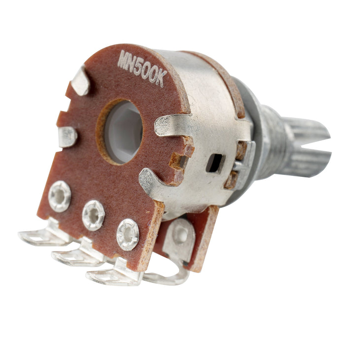 Part of musiclily pro mn500k aluminum thread mini metric coarse 18 spline split shaft blend pots dual balance potentiometers with center detent for electric guitar bass mx1960 2