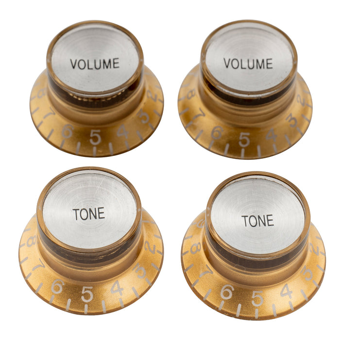 musiclily pro left handed inch size fine 24 spline top hat bell knobs tone volume control knobs for usa lp sg style electric guitar 2 pcst2v mx1966 2mx1967 2p, gold