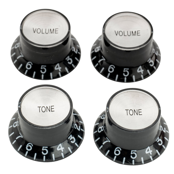 musiclily pro left handed metric coarse 18 spline top hat bell knobs tone volume control knobs for epiphone lp sg style electric guitar 2 pcst2v mx1968 2mx1969 2p, black
