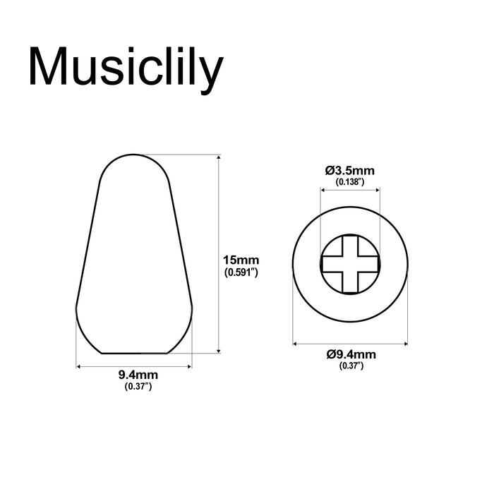 Dimensions of musiclily pro metric size guitar 5 way switch tips switch lever knobs for import strat style electric guitar mx1972 2p