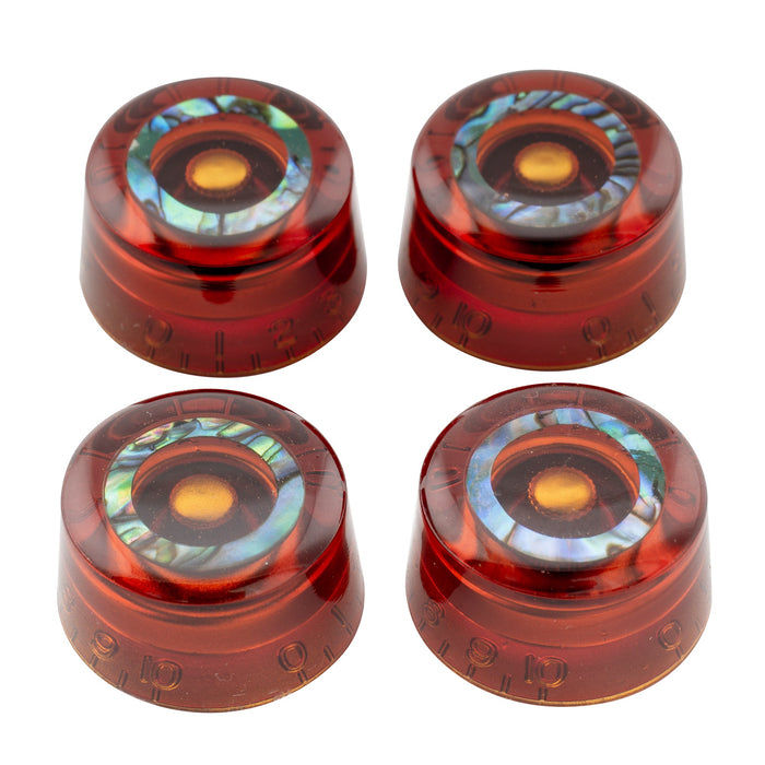Musiclily Pro B-Stock Tamanho Polegada Finas 24-Spline Abalone Círculo Top Botões de Guitarra Tom Volume Controle de Velocidade para USA Les Paul LP Estilo Guitarra Elétrica, Conjunto de 4