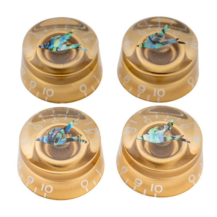 Musiclily Pro Metric Coarse 18-Spline Abalone Bird Top Guitar Knobs Tone Volume Speed Control Knobs for Epiphone Les Paul SG Style Electric Guitar, Set of 4