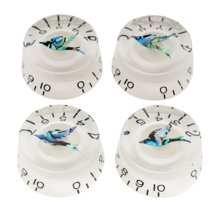 Musiclily Pro Metric Coarse 18-Spline Abalone Bird Top Guitar Knobs Tone Volume Speed Control Knobs for Epiphone Les Paul SG Style Electric Guitar, Set of 4