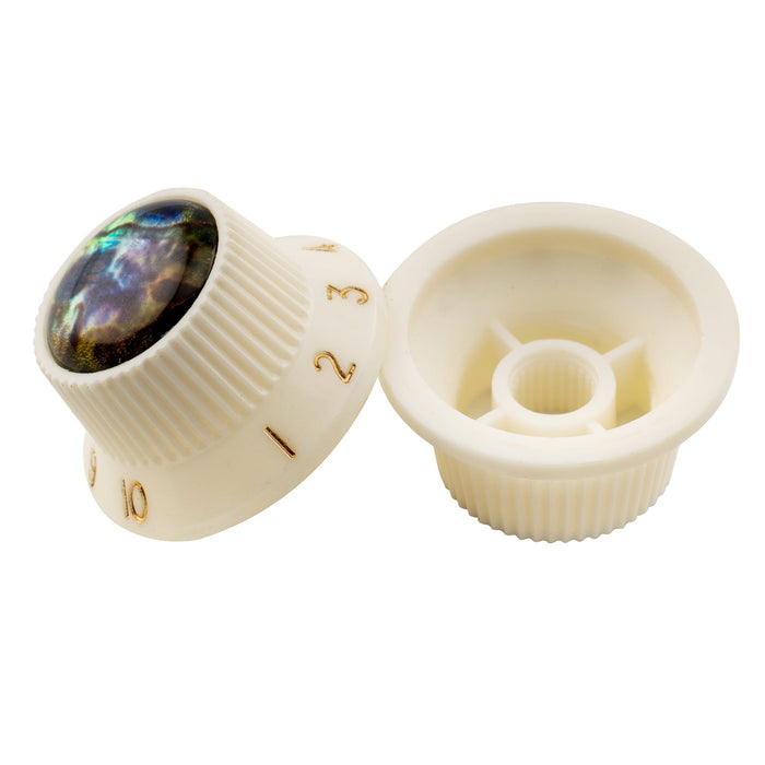 Musiclily Pro Plastic Inch Size Abalone Top Stratocaster Knobs for USA Strat ST Style Guitar, Set of 3