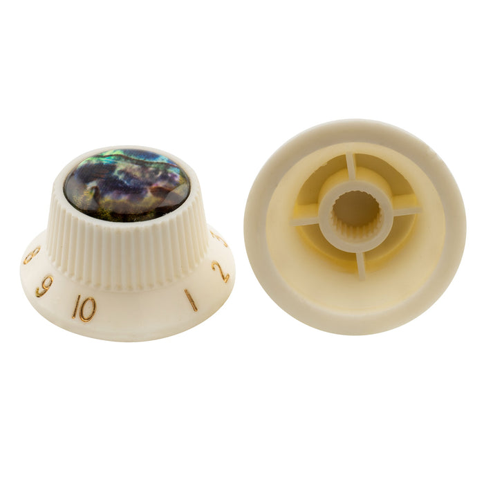 Musiclily Pro Plastic Inch Size Abalone Top Stratocaster Knobs for USA Strat ST Style Guitar, Set of 3