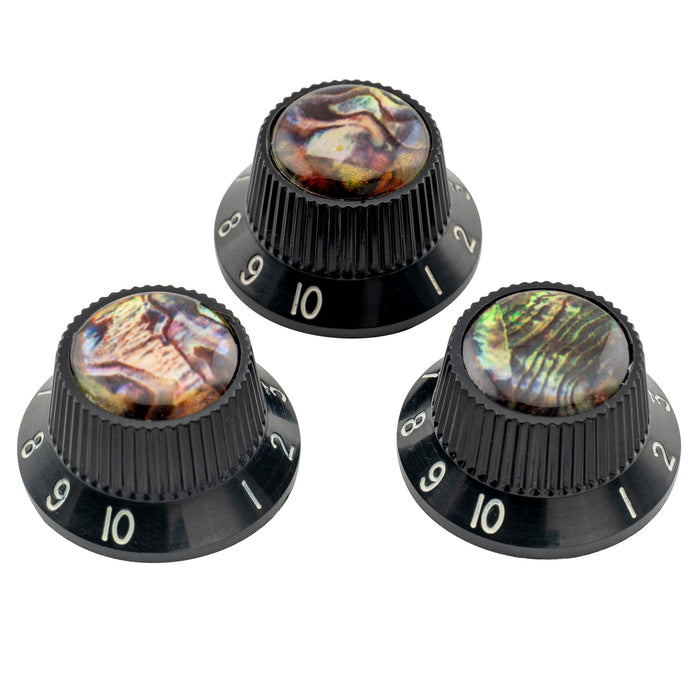 Musiclily Pro Plastic Inch Size Abalone Top Stratocaster Knobs for USA Strat ST Style Guitar, Set of 3