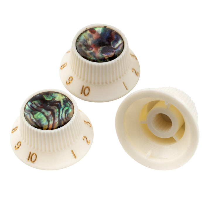 Musiclily Pro Plastic Metric Size Abalone Top Strat Knobs for Squier ST Style Guitar, Set of 3