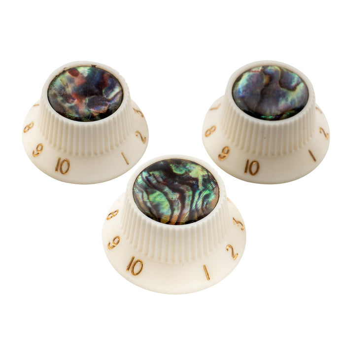 Musiclily Pro Plastic Metric Size Abalone Top Strat Knobs for Squier ST Style Guitar, Set of 3
