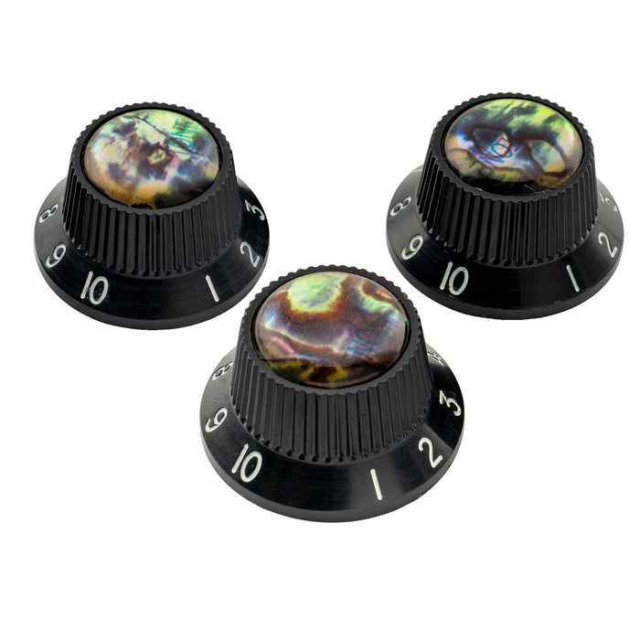 Musiclily Pro Plastic Metric Size Abalone Top Strat Knobs for Squier ST Style Guitar, Set of 3