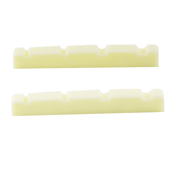 musiclily pro urea resin plastic 40mm slotted jazz bass nuts flat bottom for 4 string j bass mx1990 2p, mint ivory color