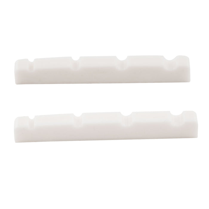 musiclily pro urea resin plastic 40mm slotted jazz bass nuts flat bottom for 4 string j bass mx1990 2p, white