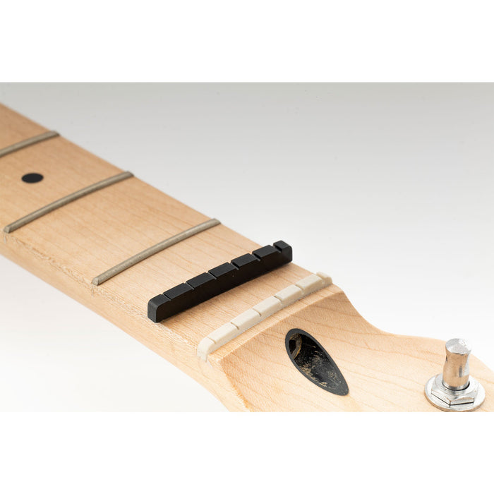 Application of musiclily pro urea resin plastic slotted 42mm strat tele electric guitar nuts flat bottom for 6 string strat tele style guitar mx1992 2p