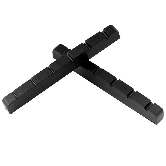 detail of musiclily pro urea resin plastic slotted 42mm strat tele electric guitar nuts flat bottom for 6 string strat tele style guitar mx1992 2p