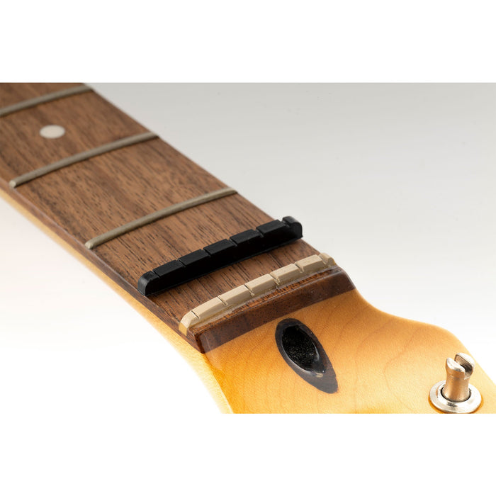 Application of musiclily pro urea resin plastic 43mm slotted strat tele electric guitar nuts flat bottom for 6 string strat tele style guitar mx1993 2p