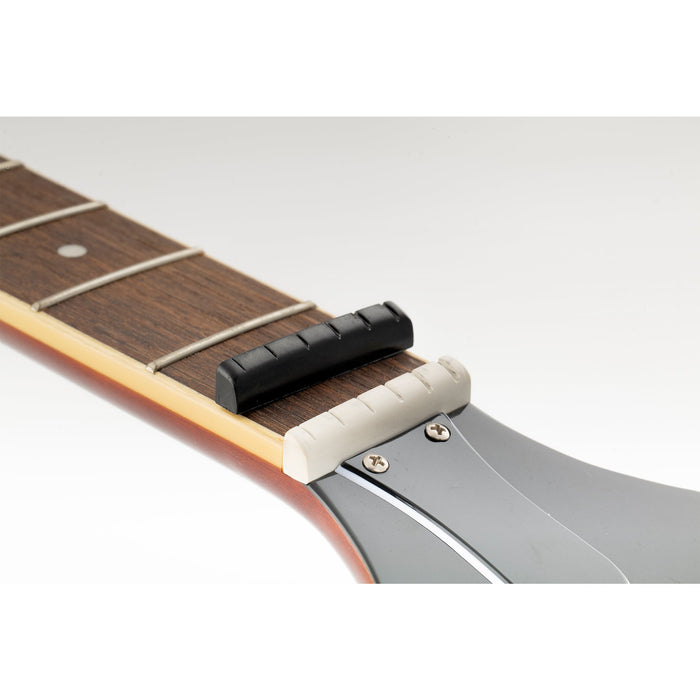 Application of musiclily pro urea resin plastic slotted 44mm electric guitar lp style nuts flat bottom for 6 string lp style guitar mx1995 2p