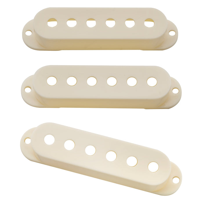detail of musiclily pro plastic 50 50 52mm st guitar single coil pickup covers set for import strat squier mx1996 2mx1997p