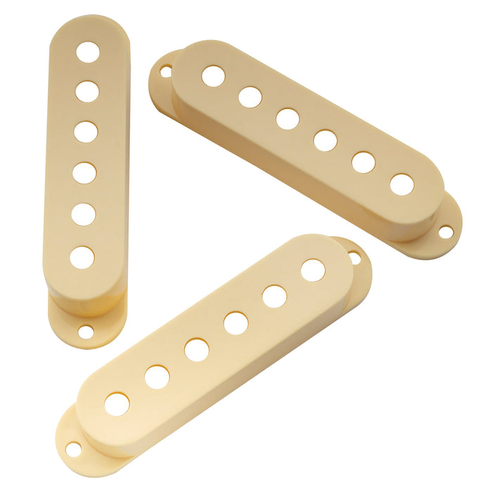 Musiclily Pro プラスチック 50/50/52mm ST シングルコイルピックアップカバーセット Import Squier Stratストラトギター用 エイジドホワイト(3個セット)