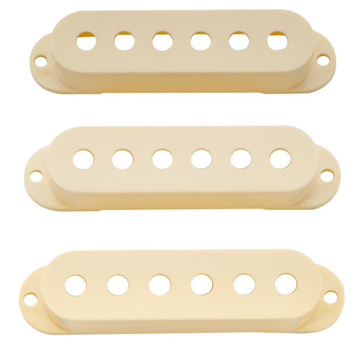 musiclily pro plastic 50 50 52mm st guitar single coil pickup covers set for import strat squier mx1996 2mx1997p, mint ivory color