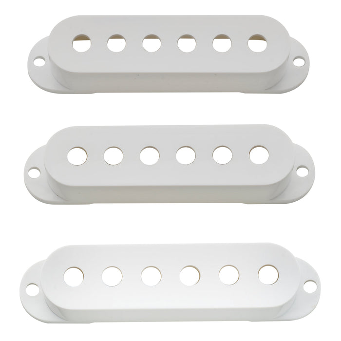 musiclily pro plastic 50 50 52mm st guitar single coil pickup covers set for import strat squier mx1996 2mx1997p, white