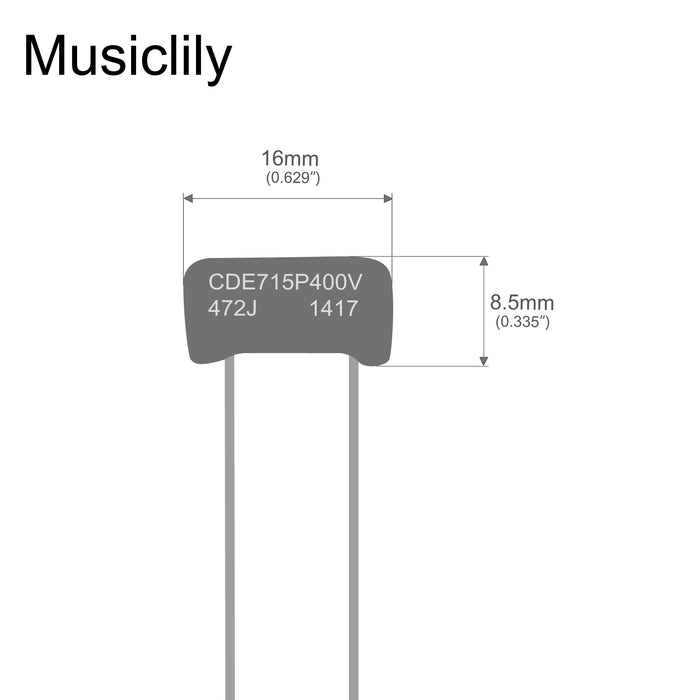 Dimensions of cde sprague orange drop capacitors guitar tone caps polypropylene for guitar or bass mx2010 2p